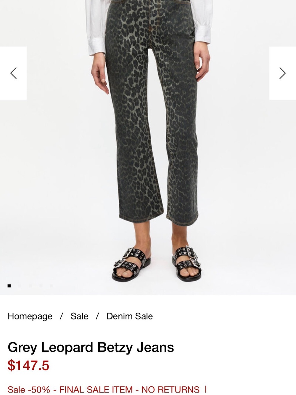 Ganni Grey Leopard Betzy High-Rise Jeans